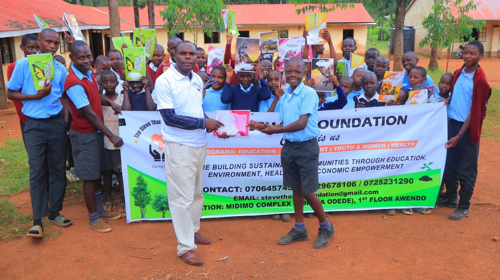 Community members and students at Steve Thami Foundation outreach in Migori County, Kenya